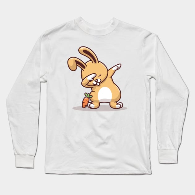 Cute Rabbit Dabbing Pose With Carrot Long Sleeve T-Shirt by Catalyst Labs